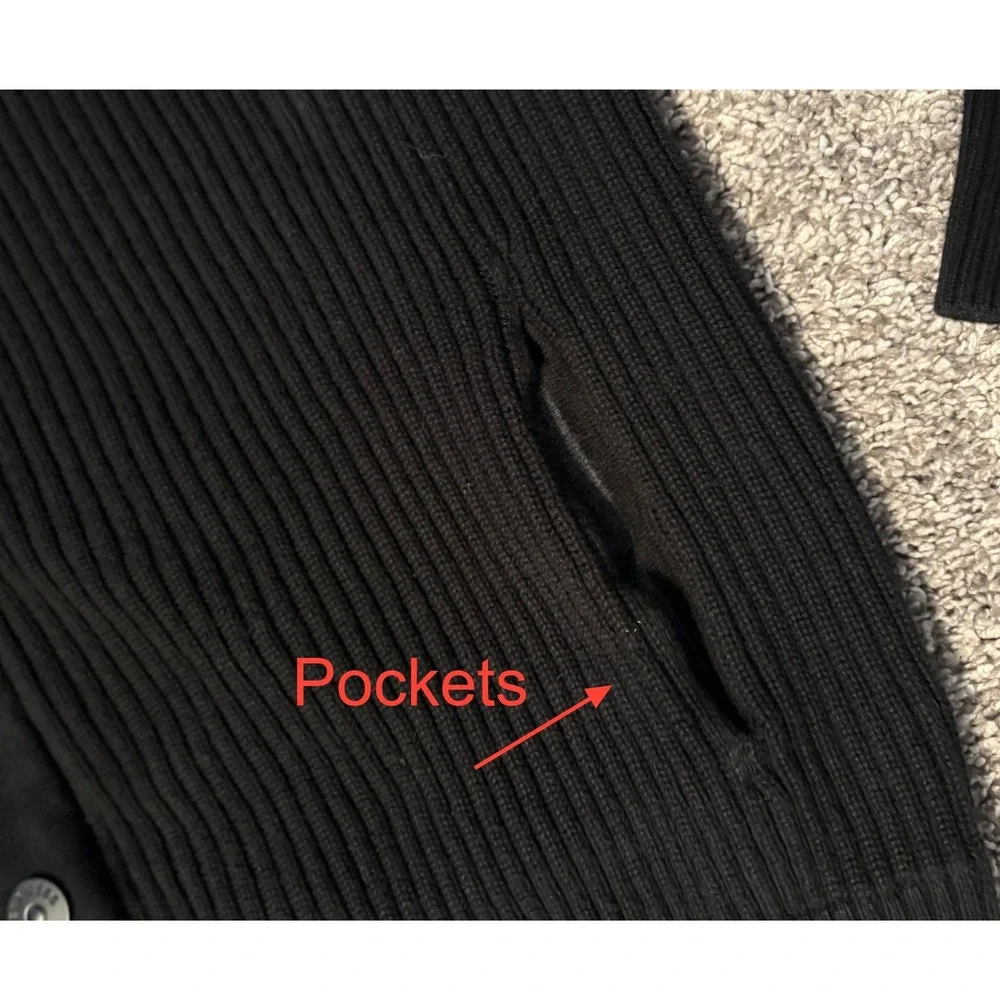 Express Mens‎ Black Ribbed Mock Neck Zip Button Front Cotton Cardigan Sweater XL